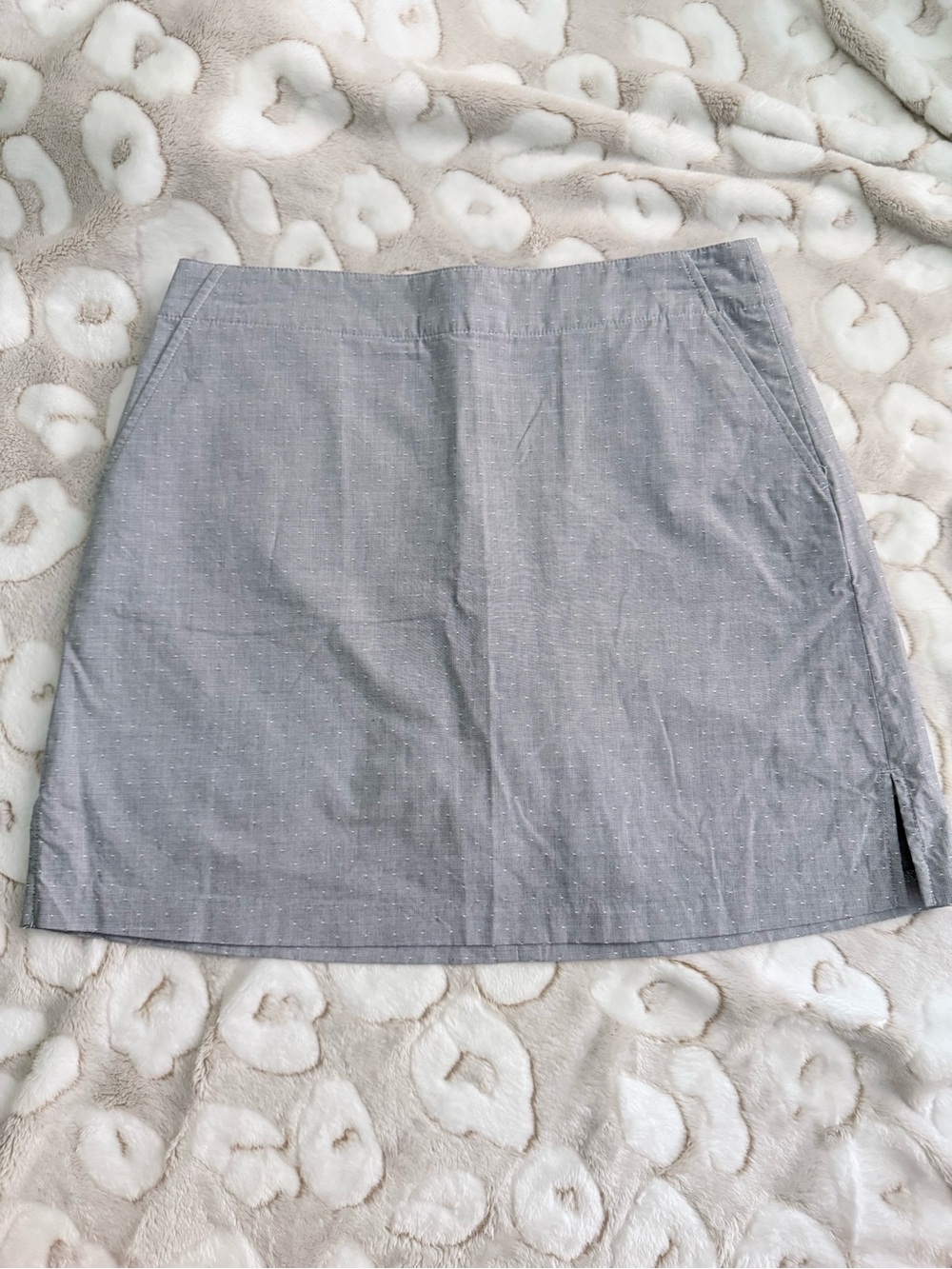 Lady Hagen Gray Mini Skirt with Subtle Swiss Dots Sz 2 E13